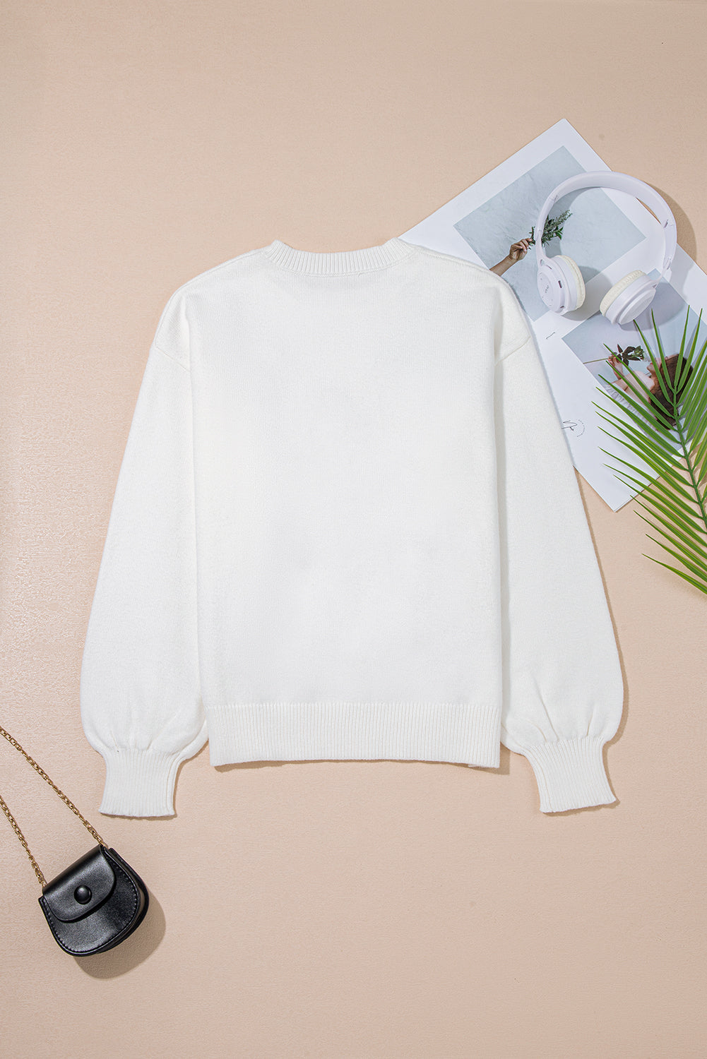 White Tinsel Western Boots Horseshoe Star Knit Crew Neck Sweater Sweaters JT's Designer Fashion