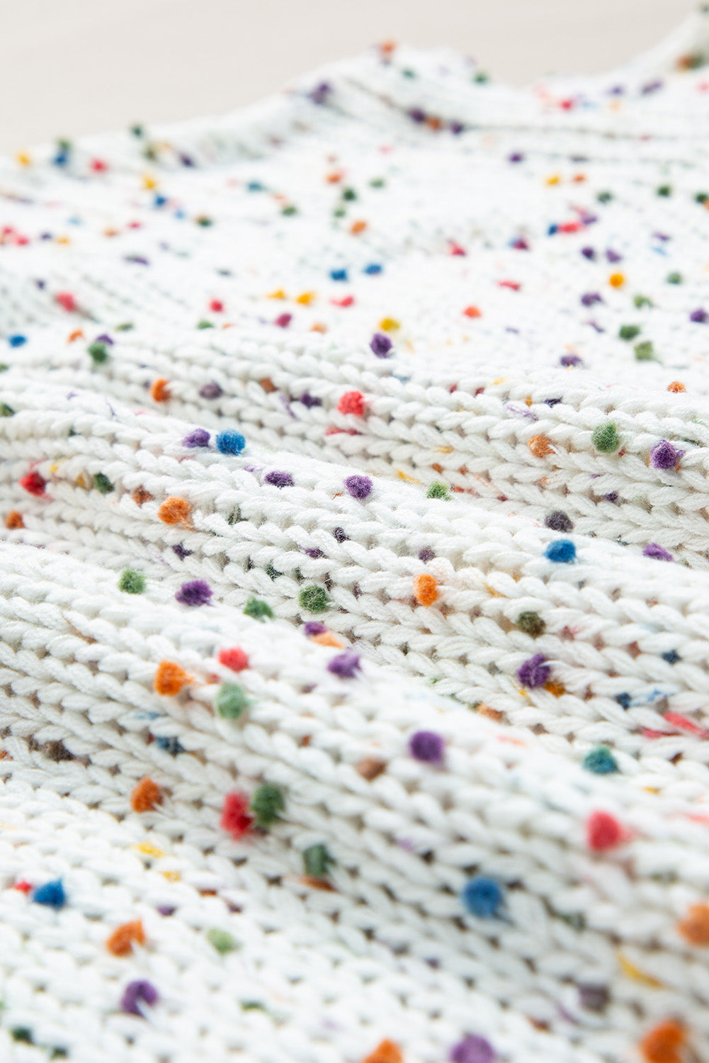 White Colorful Confetti Distressed Knit Sweater Sweaters JT's Designer Fashion