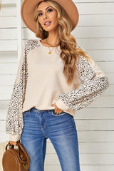 Leopard Print Pullover Top Long Sleeve Tops JT's Designer Fashion