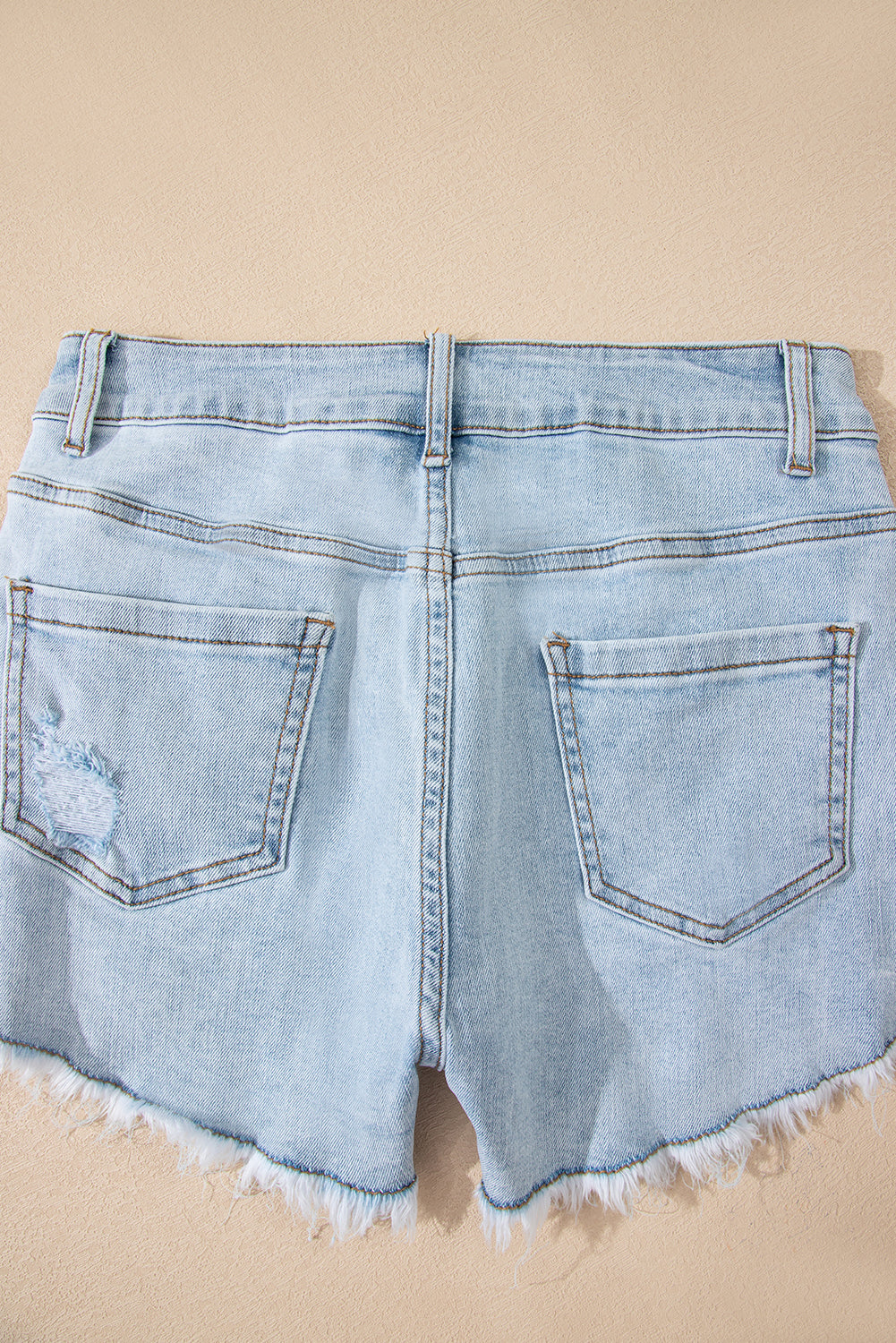 Beau Blue High Rise Distressed Raw Hem Denim Shorts Denim Shorts JT's Designer Fashion