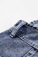 Sail Blue Denim Bib Straight Leg Jumpsuit with Pockets Jumpsuits & Rompers JT's Designer Fashion