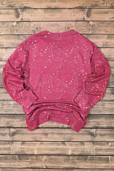 Fiery Red Tie-dyed Crew Neck Pullover Sweatshirt Sweatshirts & Hoodies JT's Designer Fashion