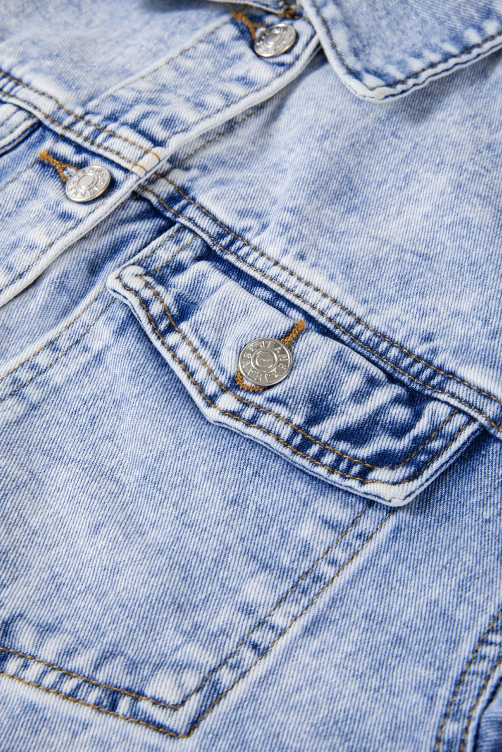 Beau Blue Vintage Washed Flap Pockets Denim Jacket Denim Jackets JT's Designer Fashion