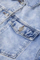 Beau Blue Vintage Washed Flap Pockets Denim Jacket Denim Jackets JT's Designer Fashion
