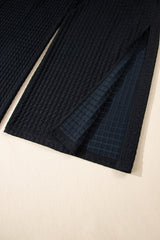 Black Checkered Mesh One Shoulder Short Sleeve Knotted Waist Jumpsuit Jumpsuits & Rompers JT's Designer Fashion