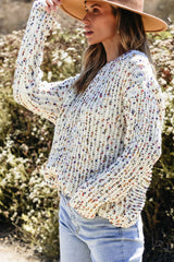 White Confetti Reversible Twist Sweater Sweaters JT's Designer Fashion