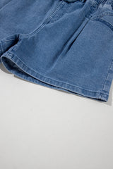 Ashleigh Blue Drawstring High Waist Casual Denim Shorts with Pockets Denim Shorts JT's Designer Fashion