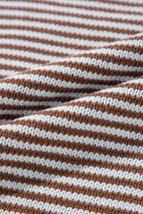 Brown Stripe Geometric Textured Drop Shoulder Sweater Sweaters JT's Designer Fashion