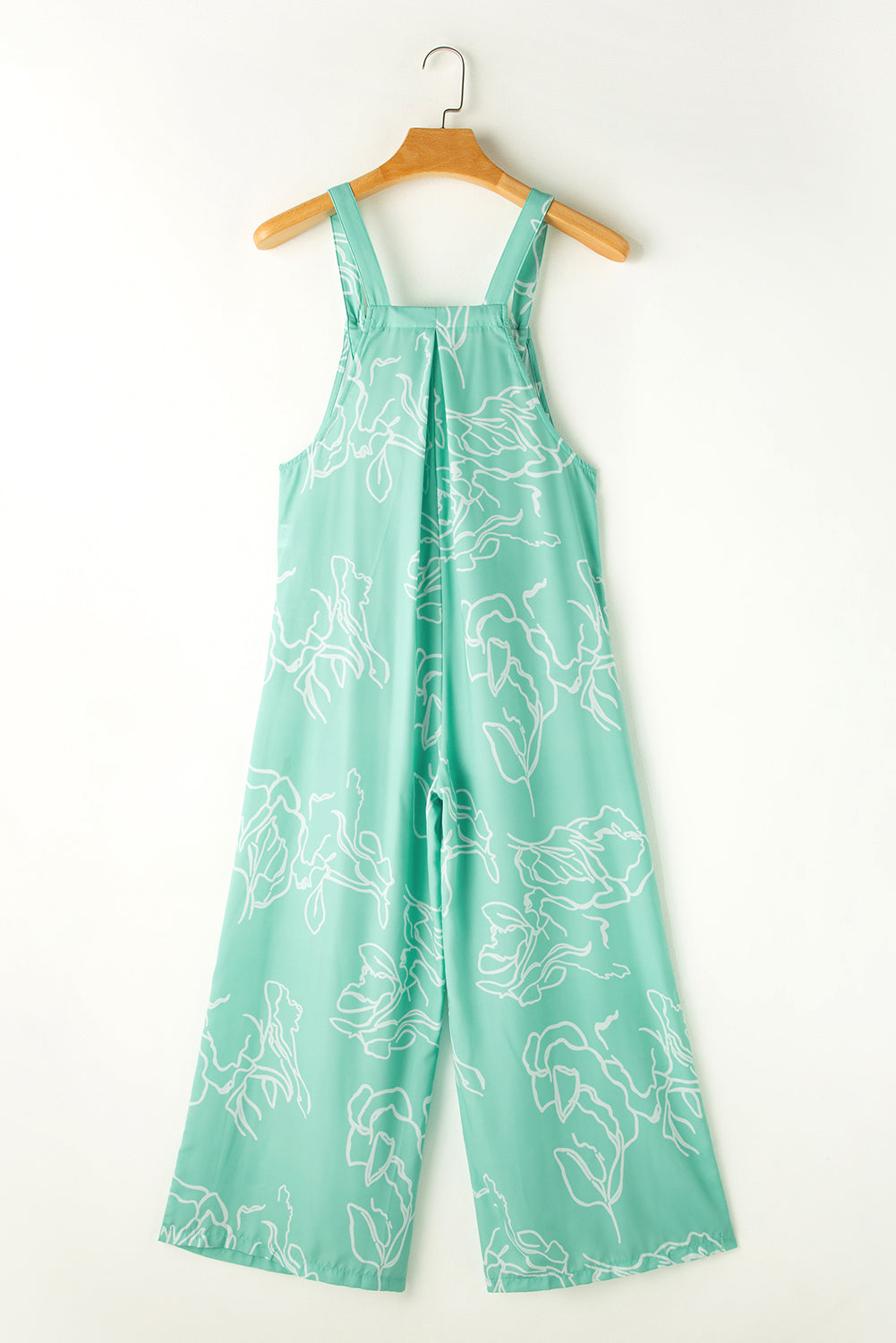Moonlight Jade Printed Bib Wide Leg Overalls Jumpsuits & Rompers JT's Designer Fashion