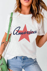 Star Round Neck Short Sleeve T-Shirt Graphic Tees JT's Designer Fashion