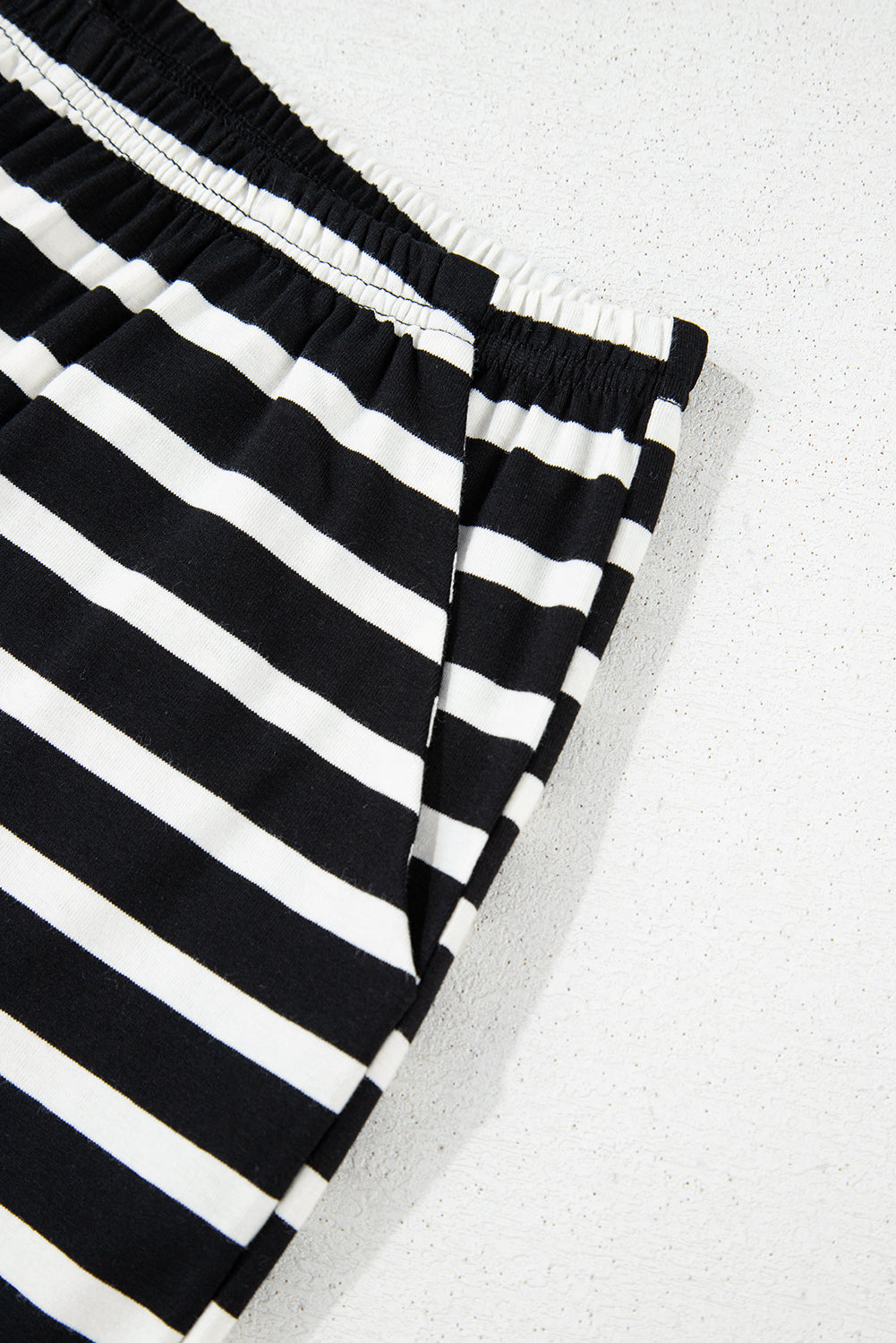 Black White Striped Short Sleeve Top and Shorts Set Short Sets JT's Designer Fashion