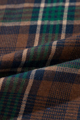 Brown Plaid Print Chest Pockets Buttoned Shirt Jacket Plaid Shackets JT's Designer Fashion