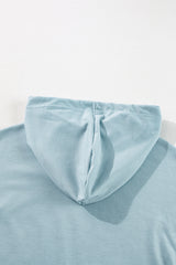Iceland Blue Solid Ruffled Hem Loose Fit Tunic Hoodie Sweatshirts & Hoodies JT's Designer Fashion
