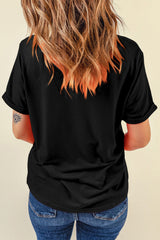 Black Glittering Rhinestone American Flag Pattern T Shirt Graphic Tees JT's Designer Fashion