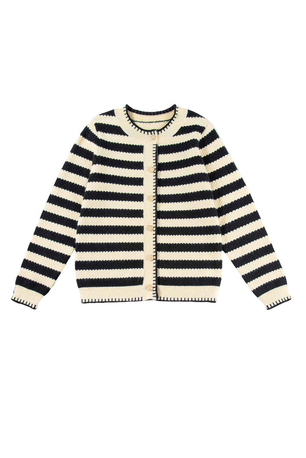 Apricot Stripe Chic Golden Button Cardigan Sweater Cardigans JT's Designer Fashion