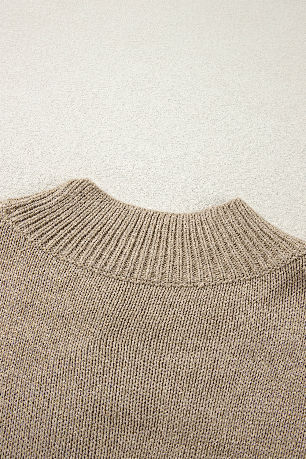 Dark Khaki Plus Size Big Flower Pattern High Neck Drop Shoulder Sweater Plus Size Sweaters & Cardigans JT's Designer Fashion
