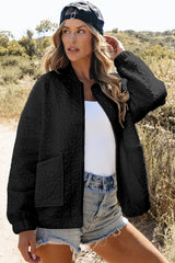 Black Floral Quilted Jacket Jackets JT's Designer Fashion