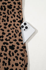 Khaki Leopard Print V Neck Sleeveless Collared Mini Dress Mini Dresses JT's Designer Fashion