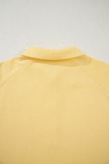 Yellow Cream Button Collar Drop Shoulder Pullover and Shorts 2pcs Outfit Short Sets JT's Designer Fashion