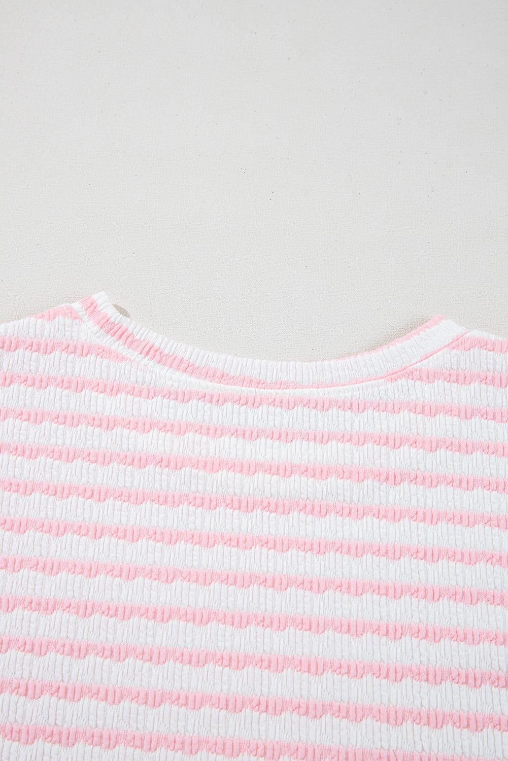 Pink Stripe Knitted Short Sleeve Top and Drawstring Shorts Set Short Sets JT's Designer Fashion