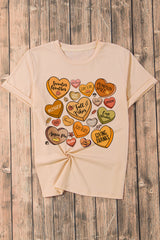 Khaki Candy Heart Thanksgiving Graphic Tee Graphic Tees JT's Designer Fashion