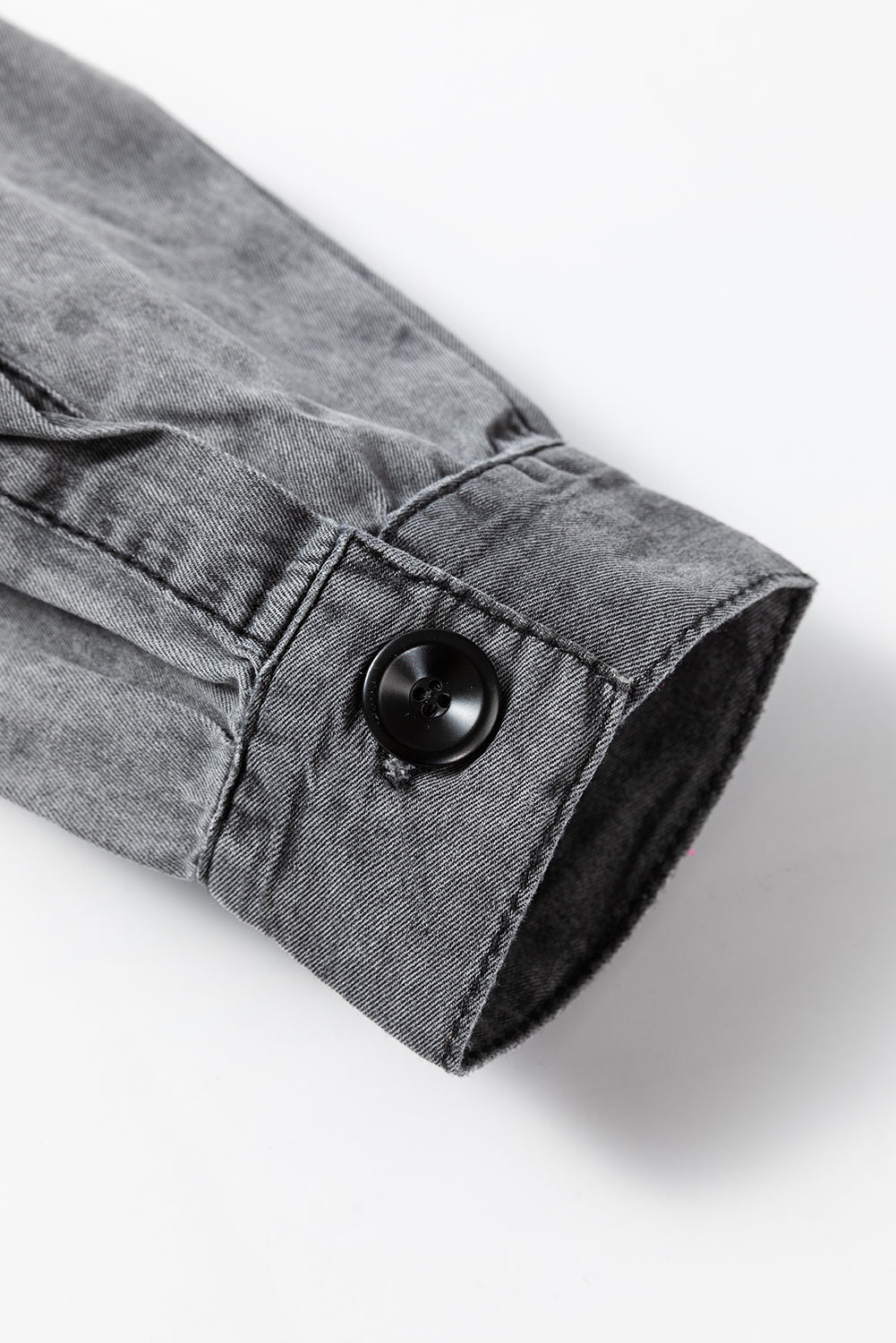 Medium Grey Mineral Wash Patched Pocket Split Denim Jacket Denim Jackets JT's Designer Fashion