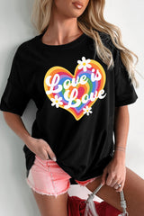 Black Love is Love Rainbow Heart Graphic Crewneck Tee Graphic Tees JT's Designer Fashion