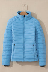 Myosotis Solid Color Quilted Zip-up Puffer Jacket Jackets JT's Designer Fashion