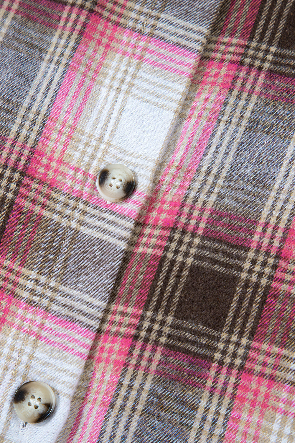Pink Plaid Flap Pocket Button Up Shacket Plaid Shackets JT's Designer Fashion