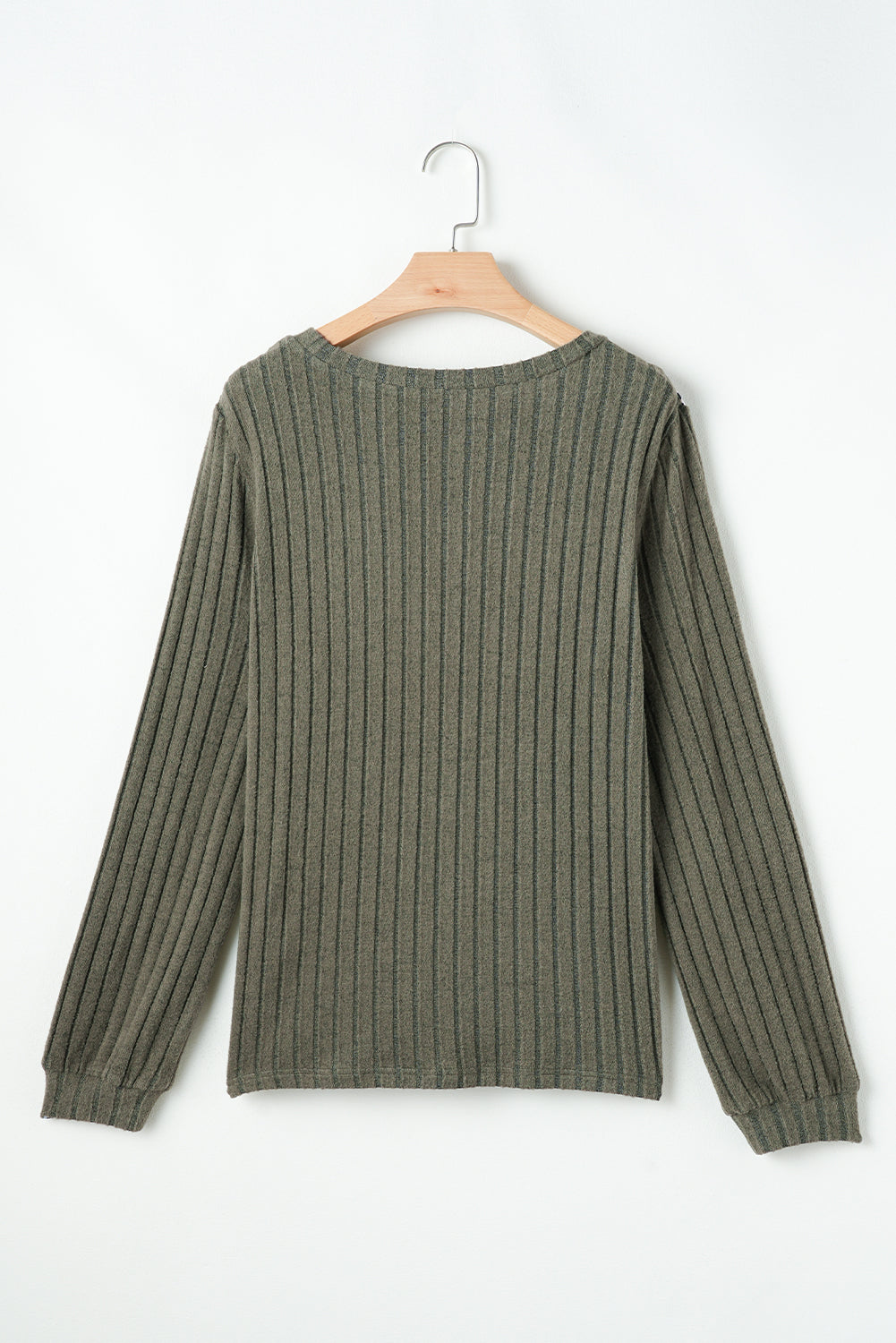 Moss Green Leopard Print Crochet Patchwork Rib Textured Knit Top Long Sleeve Tops JT's Designer Fashion