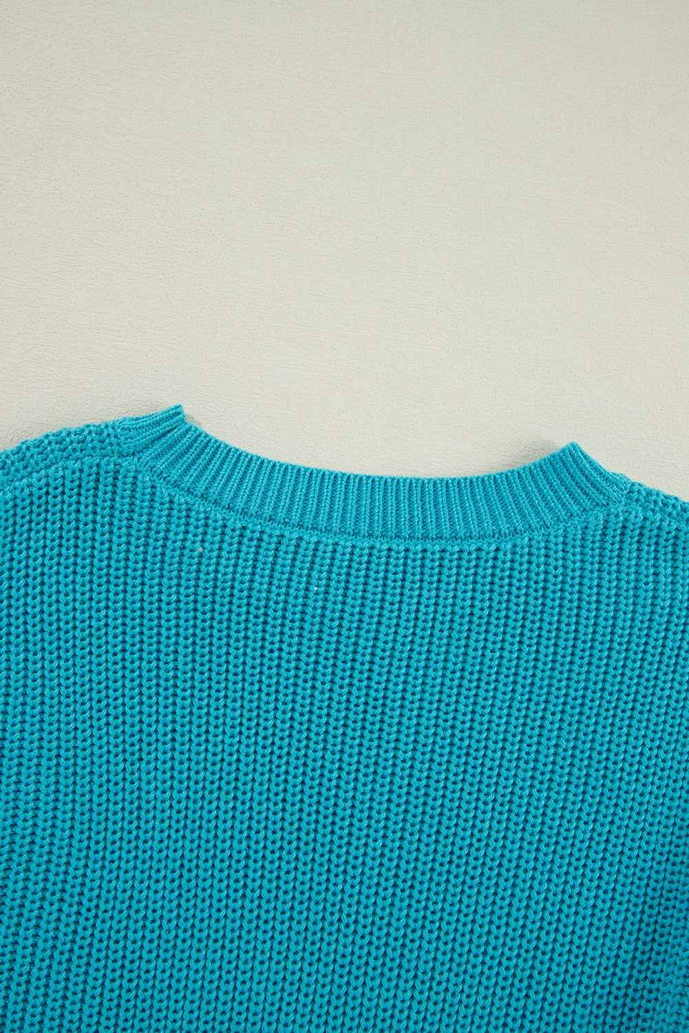 Turquoise Ruffled Eyelet Bubble Sleeve Sweater Sweaters JT's Designer Fashion