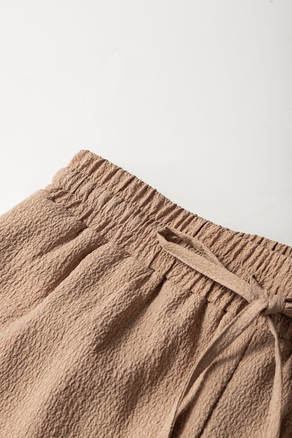 Straw Yellow Textured Tiered Edge High Waist Casual Shorts Casual Shorts JT's Designer Fashion