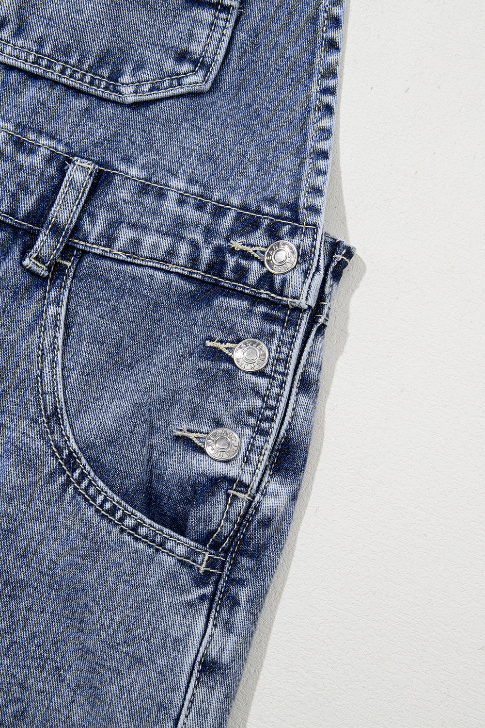 Sail Blue Denim Bib Straight Leg Jumpsuit with Pockets Jumpsuits & Rompers JT's Designer Fashion