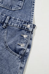 Sail Blue Denim Bib Straight Leg Jumpsuit with Pockets Jumpsuits & Rompers JT's Designer Fashion