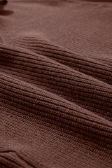 Coffee Lantern Sleeve V Neck Knot Back Sweater Sweaters JT's Designer Fashion