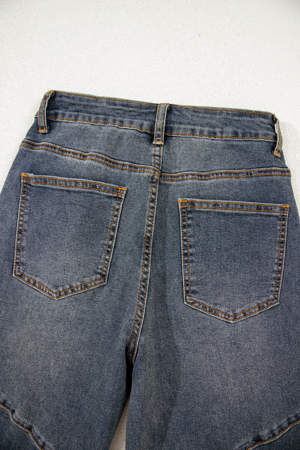 Sail Blue Exposed Stitching Loose Straight High Waist Jeans Jeans JT's Designer Fashion