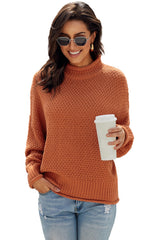 Orange Oversized Chunky Batwing Long Sleeve Turtleneck Sweater Sweaters & Cardigans JT's Designer Fashion