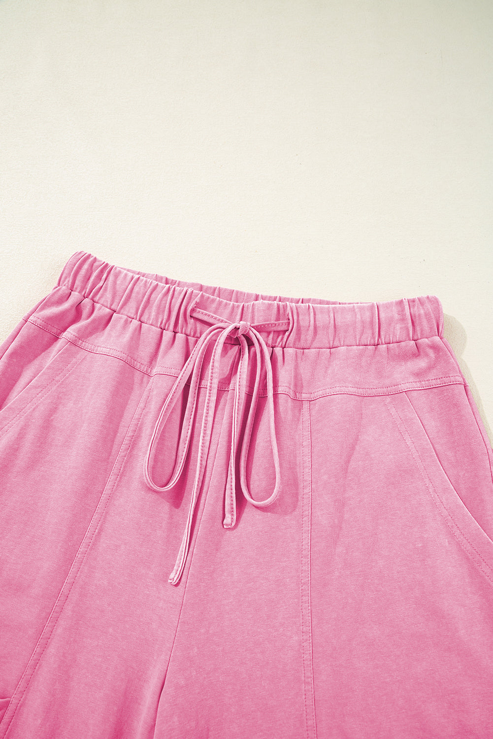 Bonbon Mineral Wash Exposed Seam Drawstring High Waist Wide Leg Cargo Pants Casual Shorts JT's Designer Fashion