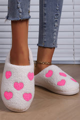 Pink Heart Pattern Valentines Fuzzy Winter Slippers Slippers JT's Designer Fashion