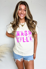 White NASHVILLE Star Graphic Crewneck T Shirt Graphic Tees JT's Designer Fashion
