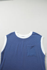 Sail Blue Rib Textured Cap Sleeve T-Shirt Dress T Shirt Dresses JT's Designer Fashion