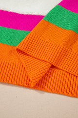 White Star Pattern Colorblock Striped Edge Drop Shoulder Sweater Sweaters JT's Designer Fashion
