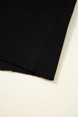 Black Ribbed Knit Cold Shoulder Sweater Sweaters JT's Designer Fashion