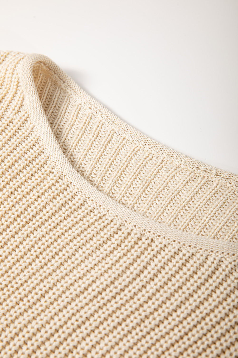 Beige Colorblock Striped Drop Shoulder Cozy Sweater Sweaters JT's Designer Fashion
