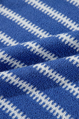Sky Blue Stripe Drop Shoulder Casual Sweater Sweaters JT's Designer Fashion