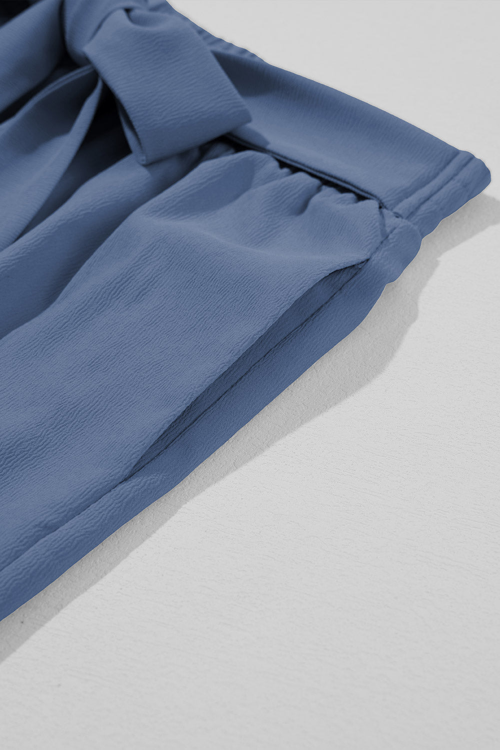 Sail Blue High Waisted Tie Front Side Pocket Wide Leg Flowy Casual Pants Pants & Culotte JT's Designer Fashion