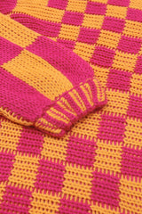 Multicolor Open Front Mixed Checkered Pattern Knit Cardigan Sweaters & Cardigans JT's Designer Fashion
