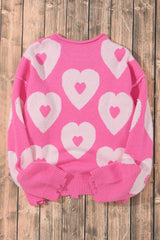 Bonbon Pearl Beaded Heart Drop Shoulder Sweater Sweaters JT's Designer Fashion