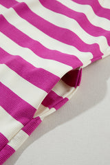 Rose Stripe Cap Sleeve Pocketed Shift T-shirt Dress T Shirt Dresses JT's Designer Fashion