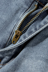Dusk Blue Vintage Light Wash Ripped Raw Edge Flare Jeans Jeans JT's Designer Fashion